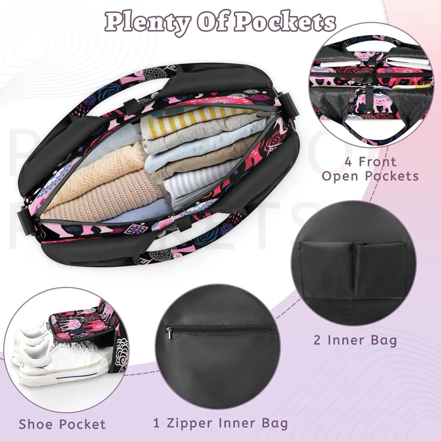 KOBLEN Yoga Gym Bags for Women Duffel Bag with Shoe Compartment and Yoga Mat Portable Weekender Bags for Pilates Travel Offices Workout Beach