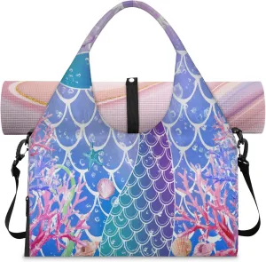 KOBLEN Yoga Gym Bags for Women Duffel Bag with Shoe Compartment and Yoga Mat Portable Weekender Bags for Pilates Travel Offices Workout Beach