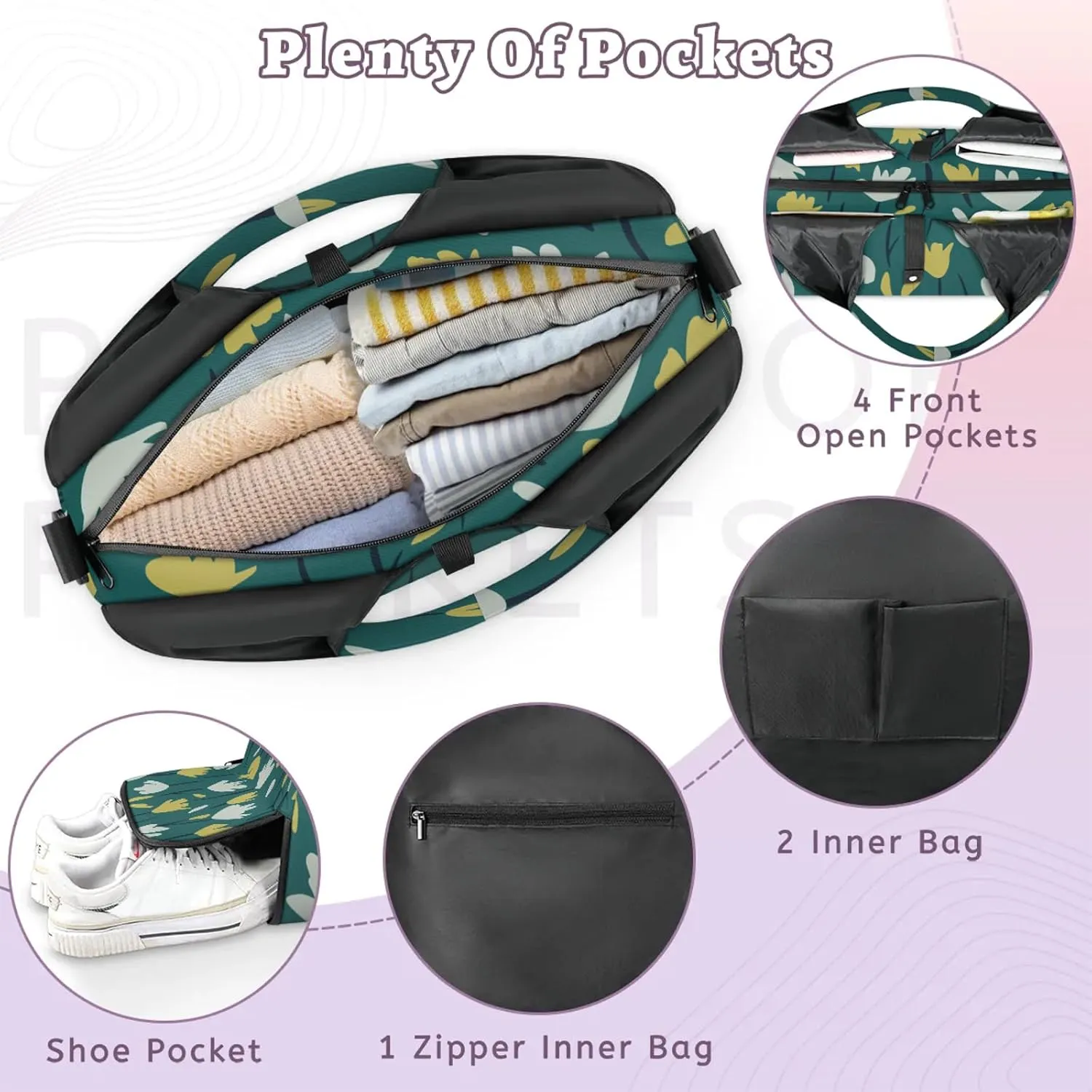 KOBLEN Yoga Gym Bags for Women Duffel Bag with Shoe Compartment and Yoga Mat Portable Weekender Bags for Pilates Travel Offices Workout Beach