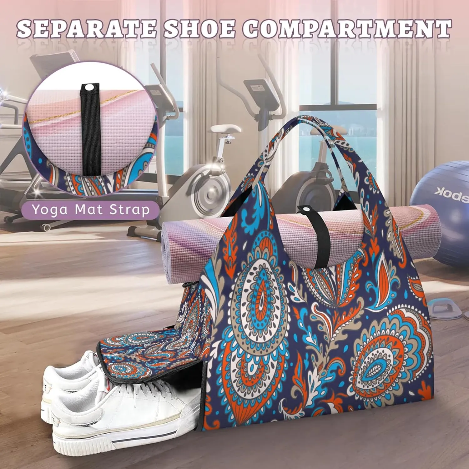 KOBLEN Yoga Gym Bags for Women Duffel Bag with Shoe Compartment and Yoga Mat Portable Weekender Bags for Pilates Travel