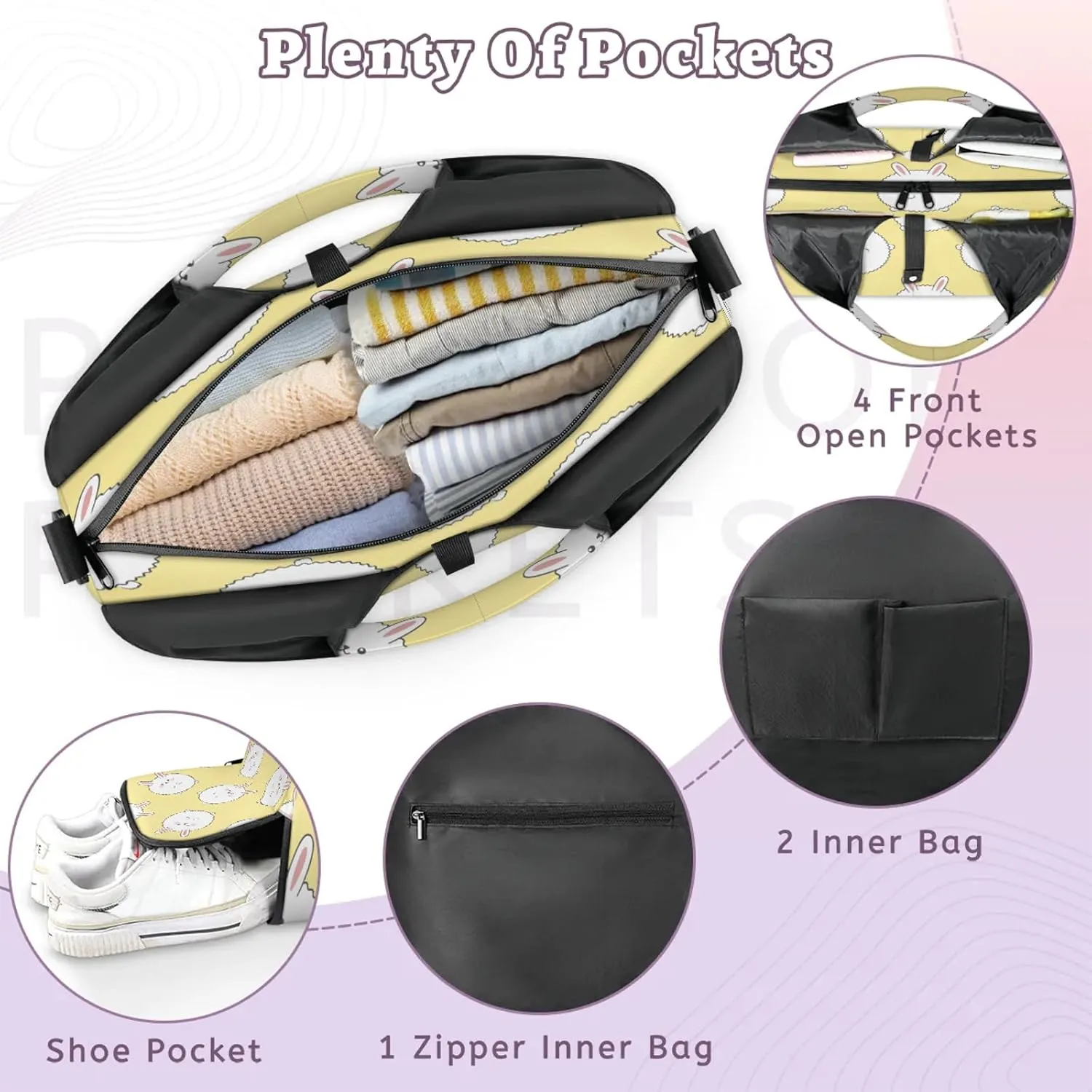 KOBLEN Yoga Gym Bags for Women Duffel Bag with Shoe Compartment and Yoga Mat Portable Weekender Bags for Pilates Travel