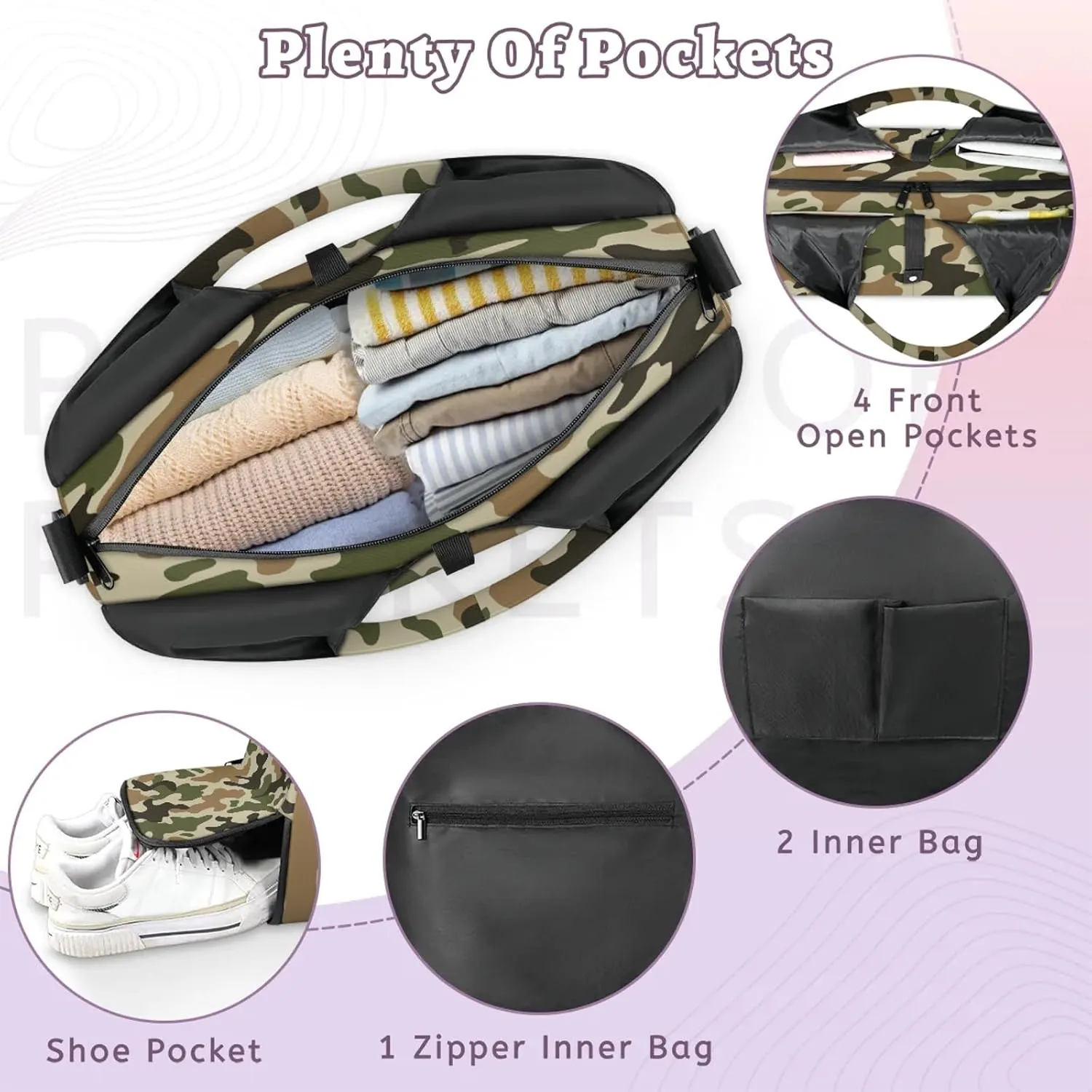 KOBLEN Yoga Gym Bags for Women Duffel Bag with Shoe Compartment and Yoga Mat Portable Weekender Bags for Pilates Travel