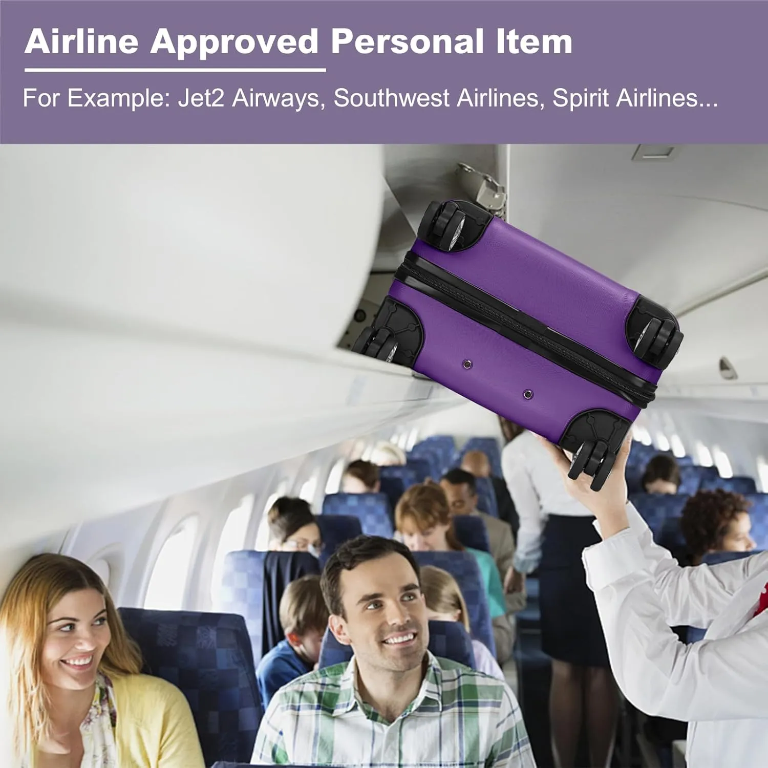 Kono Carry On Luggage 22x14x9 Airline Approved Lightweight Small Travel Suitcase with Spinner Wheels Hard Shell TSA Carry-On Purple