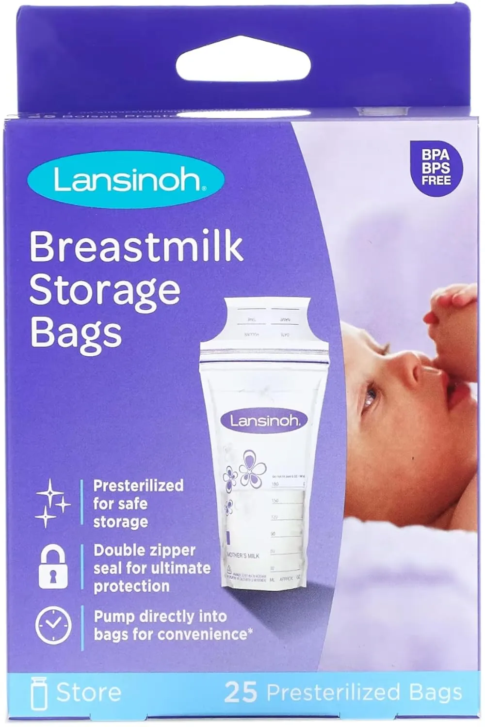 Lansinoh Breastmilk Storage Bags - 25 ct - 2 Pk