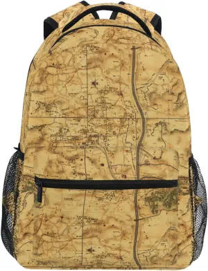 Laptop Backpack for Teens Boys Girls Fashion Personal Backpack with Chest Strap for Travel Trip Vintage Game Map