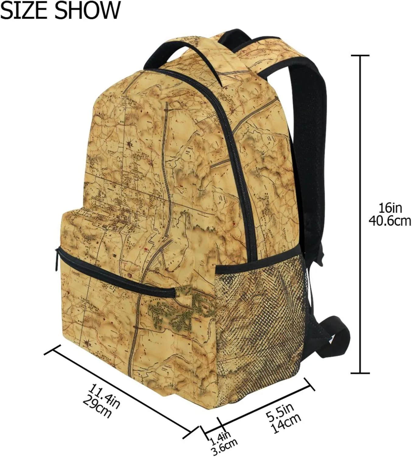 Laptop Backpack for Teens Boys Girls Fashion Personal Backpack with Chest Strap for Travel Trip Vintage Game Map