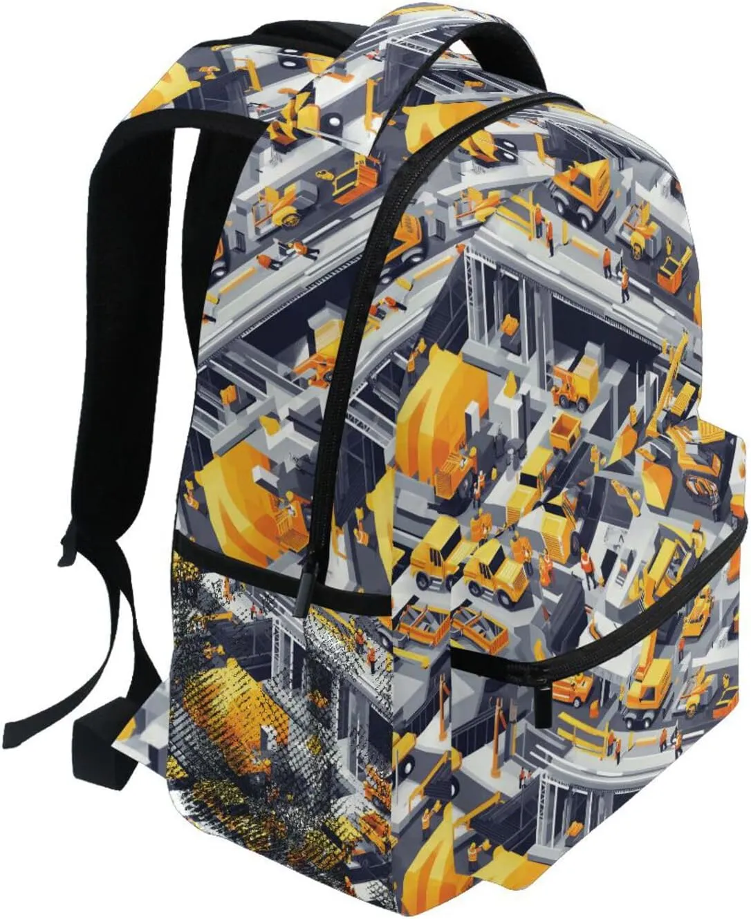 Laptop Backpack for Teens Boys Girls Waterproof Backpack with Chest Strap Gift Men & Women Construction Scene Concrete Mixer Truck