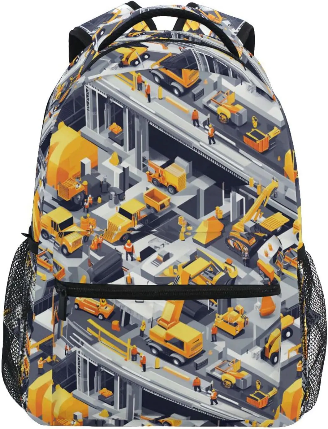 Laptop Backpack for Teens Boys Girls Waterproof Backpack with Chest Strap Gift Men & Women Construction Scene Concrete Mixer Truck