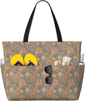 Large Beach Tote Bag for Women Extra Large Capacity Waterproof Sandproof Pool Bag Suitable for Swimming Pool Gym Travel Groceries Gorgeous Endless Flowers