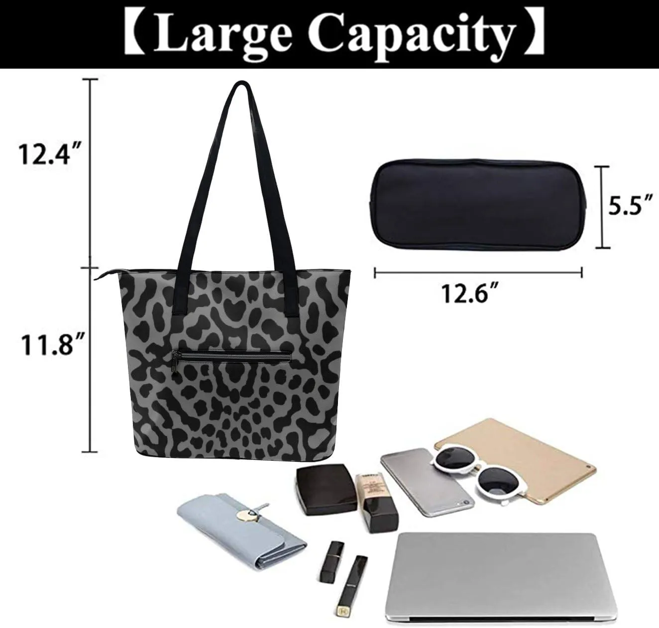 Large Capacity Tote Bag for Women, Women's Funny Lightweight Zipper Handbag for Shopping, Travel, Work