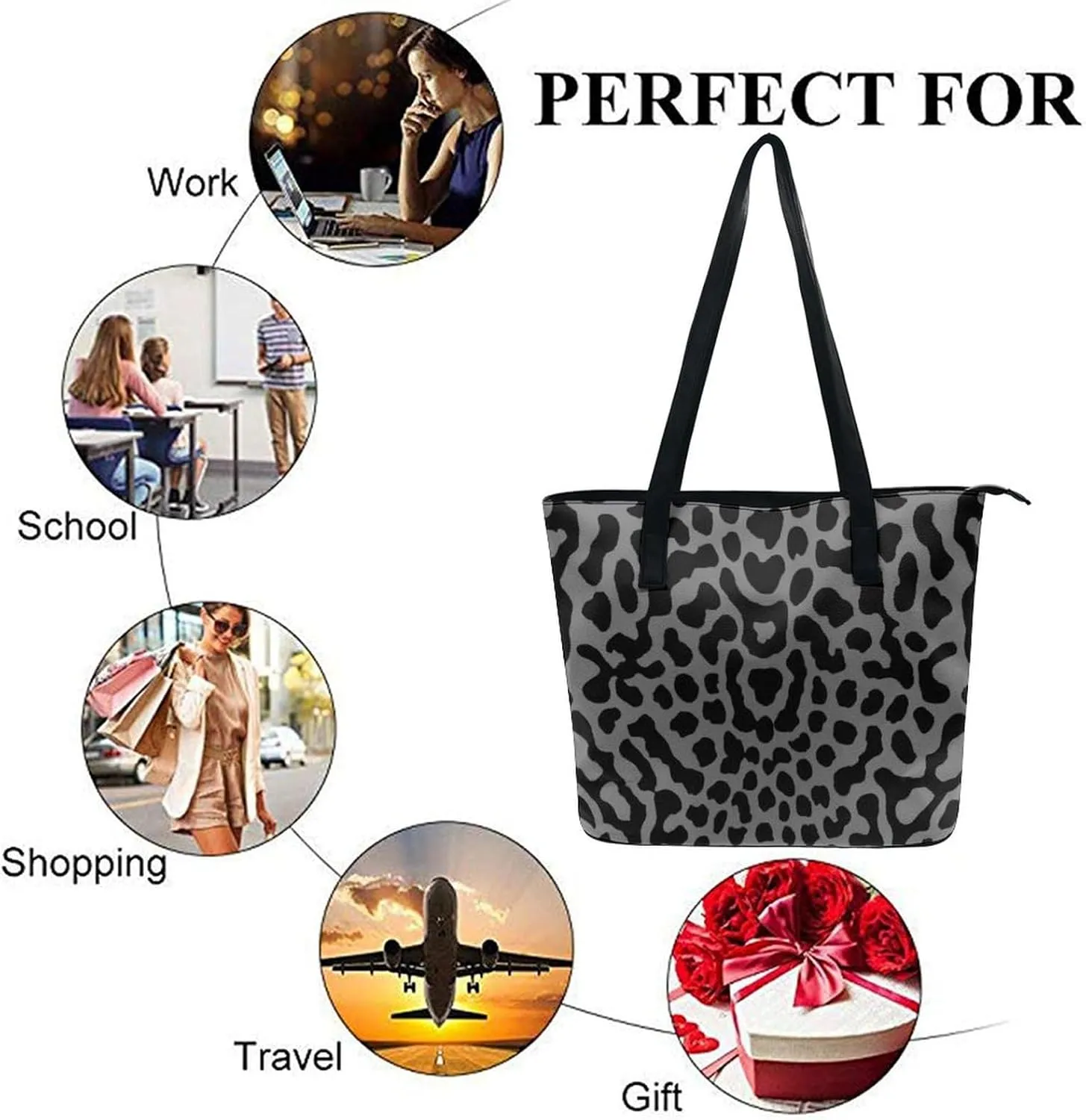 Large Capacity Tote Bag for Women, Women's Funny Lightweight Zipper Handbag for Shopping, Travel, Work