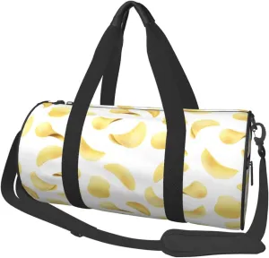 Large Duffle Bag for Travel - Potato Chips Gym Bag for Women Men, Foldable Travel Bags for Women Men with Zippered Multiple Pockets