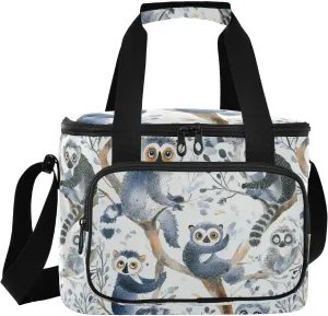 Large Lunch Bag Animal Winter Lemur Insulated Cooler Box For Women Men Picnic Camping Beach Handbag 24-Can (18L)