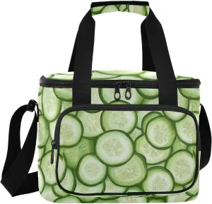 Large Lunch Bag Cucumber Fruit Vegetable Green Insulated Cooler Box for Women Men Picnic Camping Beach Handbag 24-Can (18L)