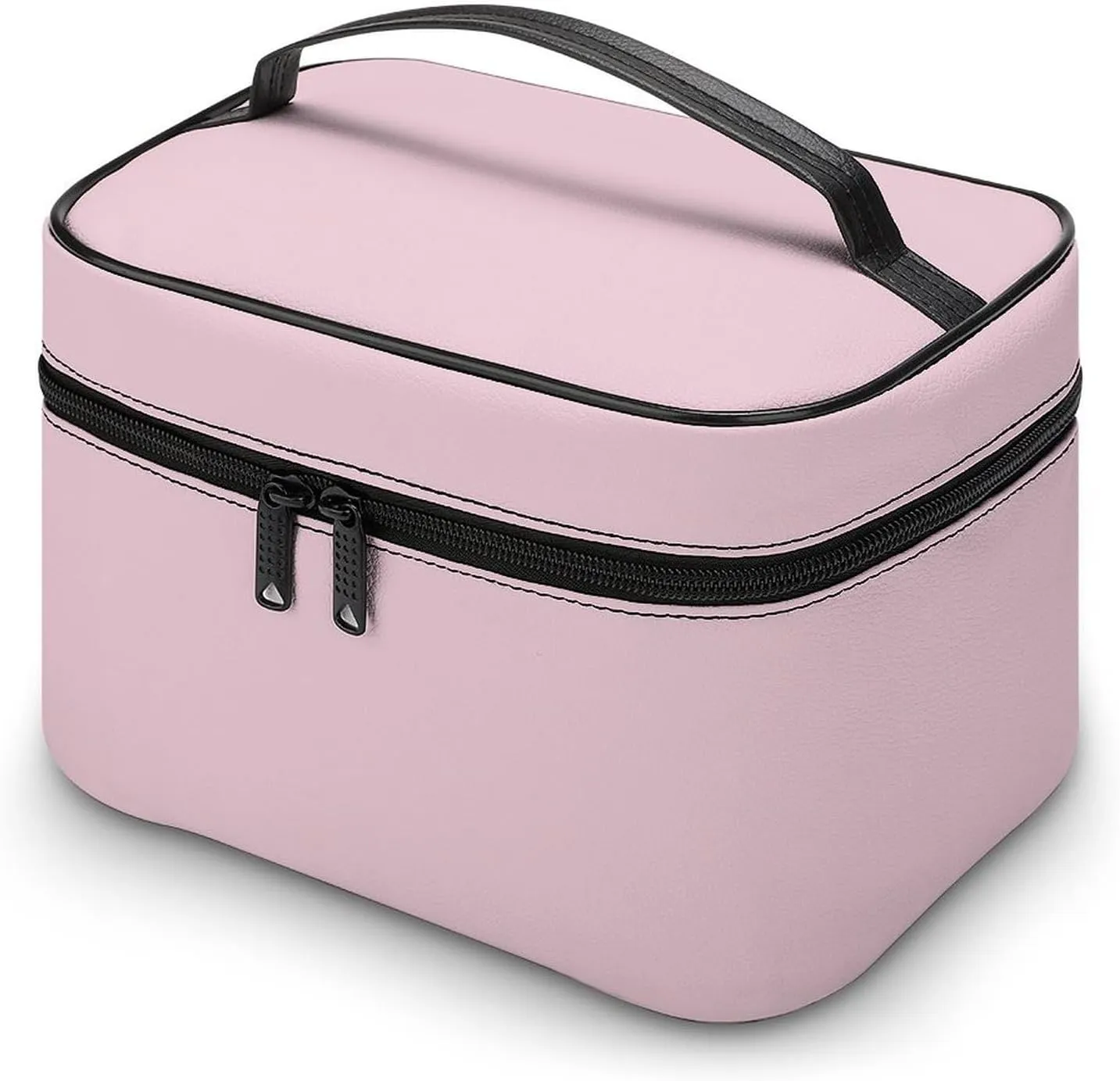 Large Makeup Bag, Pale Pink Rose Cosmetic Bag for Women Girls, Portable Toiletry Bag, Travel Make Up Organizer Bag