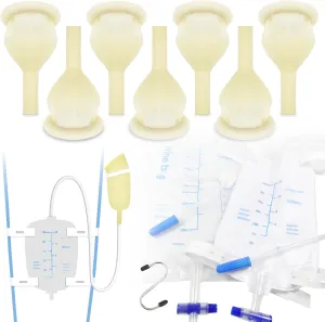 Latex Condom Catheter External Self-Sealing Set, Thick Tube,500ml Leg Bag *1, 2000ml Urine Bag *1, Soft Condoms *7, Day and Night Use Quick and Easy Drainage, No Backflow, No Leakage (25mm/0.98inch)