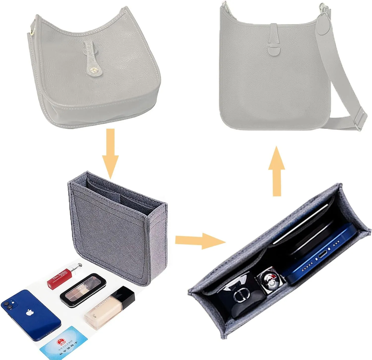 Lckaey Purse Insert Organizer for Evelyne 16 mini Bags TPM Insert- Handbag Organizer-1003black-S