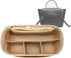 Lckaey Purse Organizer for celine nano belt bag organizer bag insert felt bag organizer 3037Beige-M