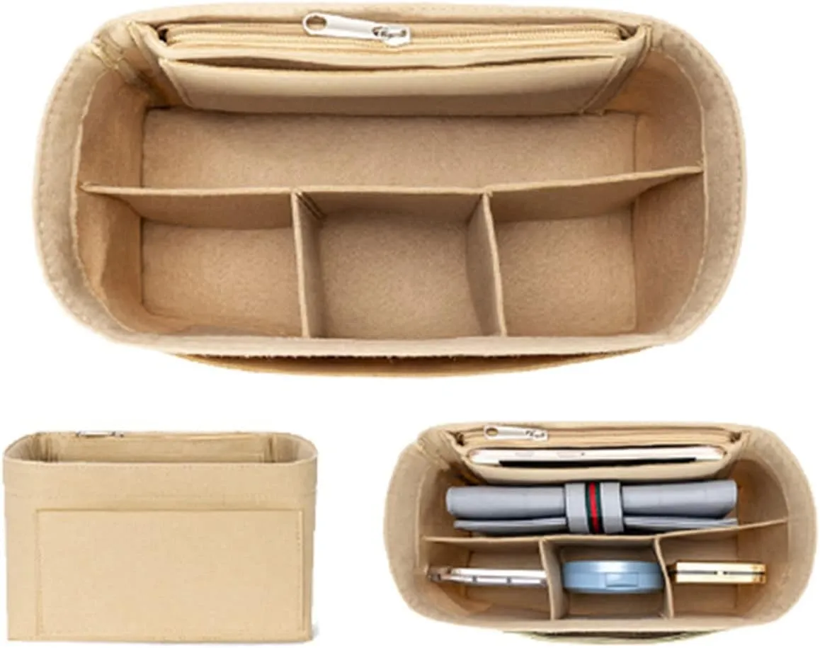Lckaey Purse Organizer for celine nano belt bag organizer bag insert felt bag organizer 3037Beige-M