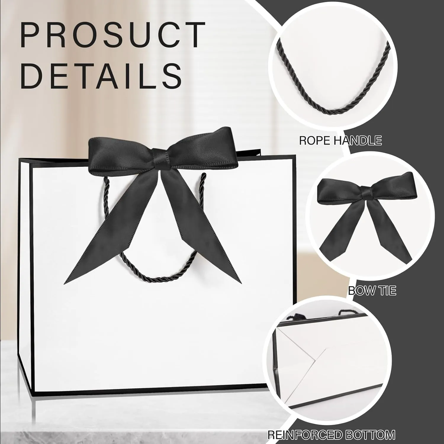 LDIWEE 12 PCS Gift Bags with Handles, 12.6 x 10 x 4.33'', Elegant Thank You Bags for Bridesmaid Gifts, Wedding, Mothers Day, Graduation, Birthday, Baby Shower, Retirement