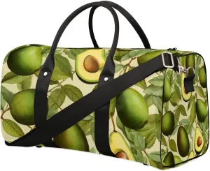 Leaf Avocado Print Foldable Lightweight Duffle Bag for Travel - Waterproof Carry On Bags for Airplanes, Travel Duffel Bags for Gym, Weekend