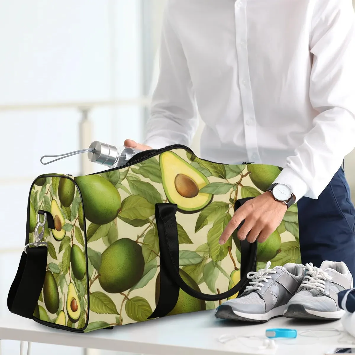 Leaf Avocado Print Foldable Lightweight Duffle Bag for Travel - Waterproof Carry On Bags for Airplanes, Travel Duffel Bags for Gym, Weekend
