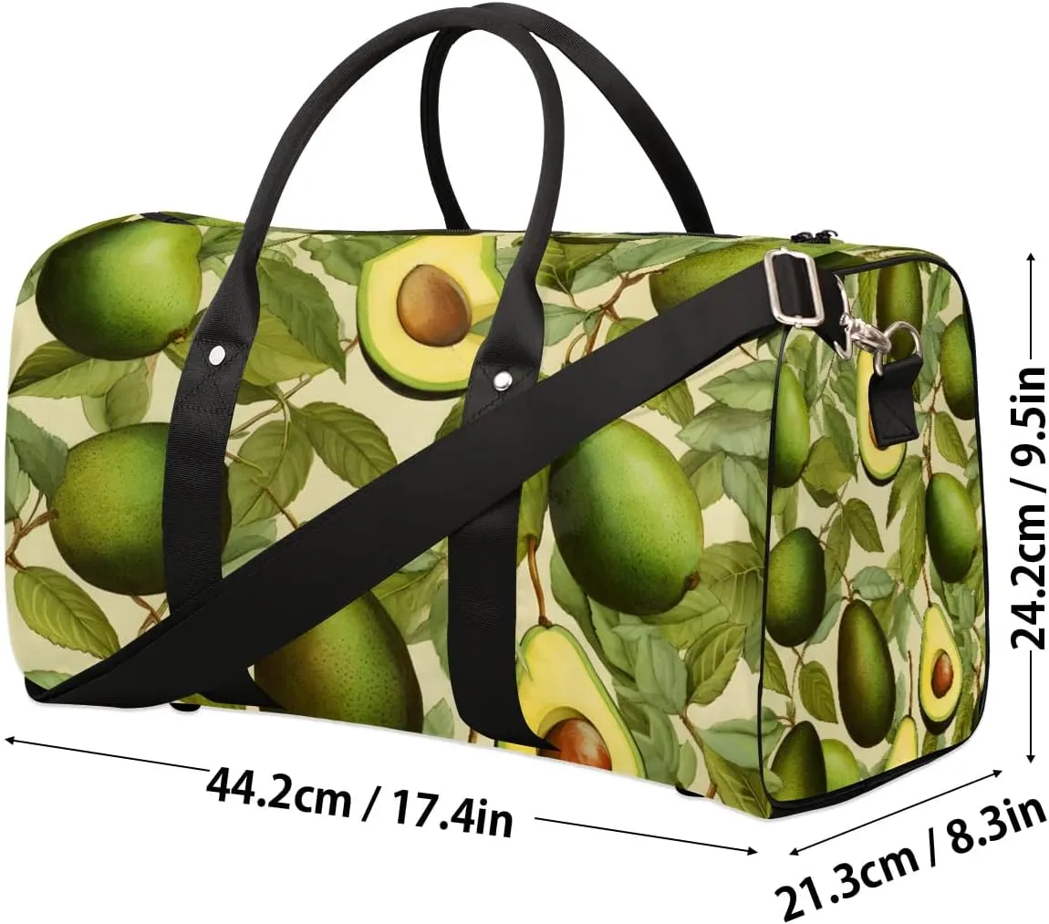 Leaf Avocado Print Foldable Lightweight Duffle Bag for Travel - Waterproof Carry On Bags for Airplanes, Travel Duffel Bags for Gym, Weekend