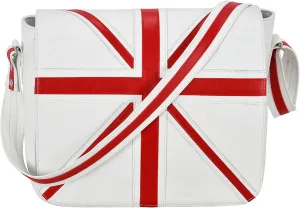 Leather Cross Body Unisex Bag Union Jack White Laptop,Satchel,Messenger Bag 2760