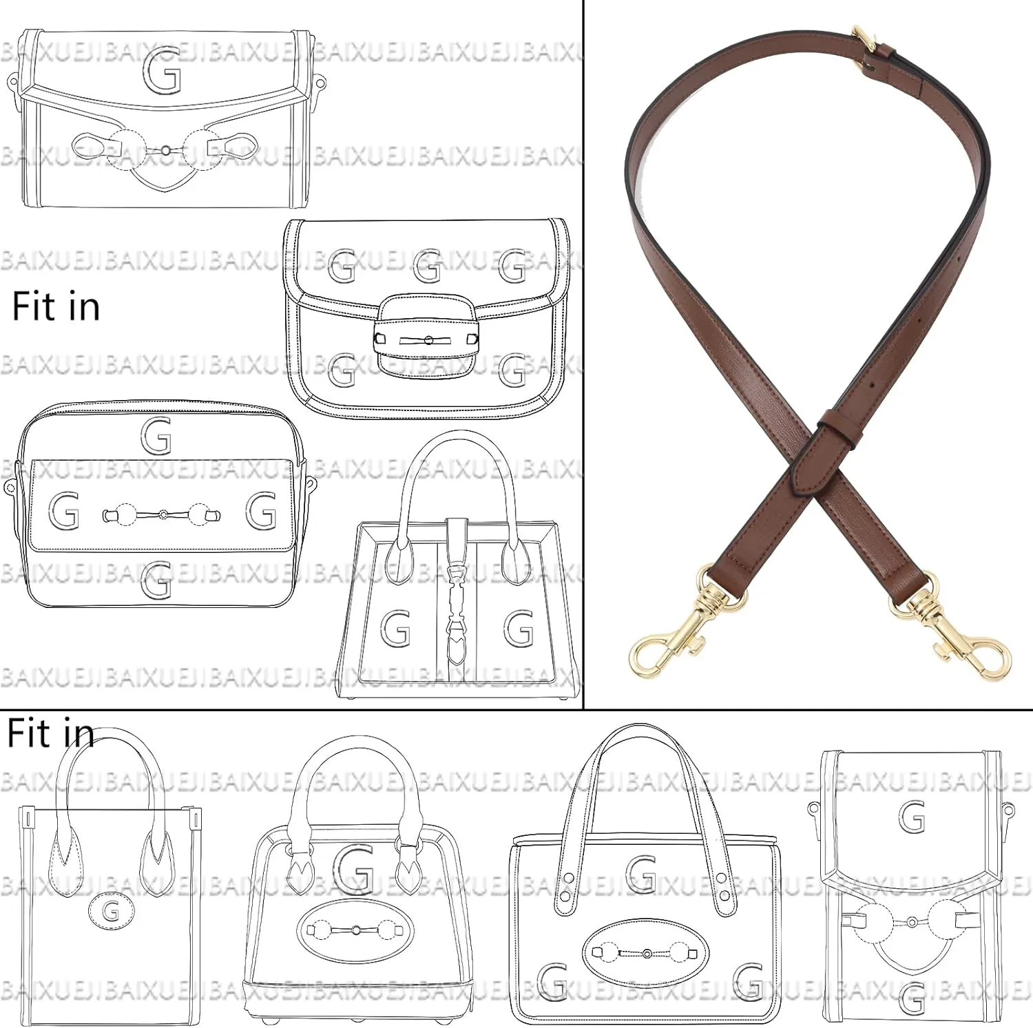 Leather Shoulder Strap Crossbody Adjustable for Ophidia,Bamboo,Diana Junbo and Tote,Purse,Handbags Replacement Accessories