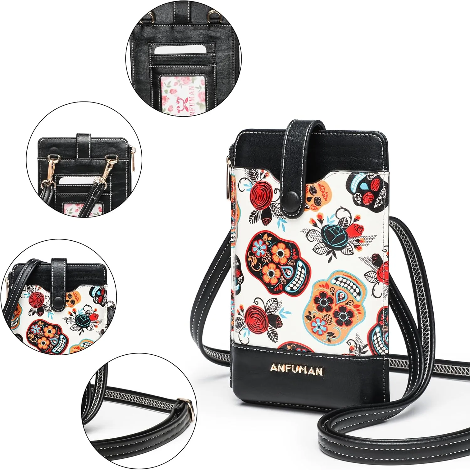 Leather Small Crossbody Bags for Women Designer Cell Phone Bag Wallet Purses Adjustable Strap