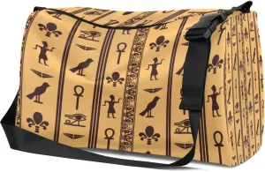 Leather Sport Gym Bag Ancient Egyptian Symbols Weekender Bag for Women and Men Carry On Bag National Symbol Travel Duffel Bag