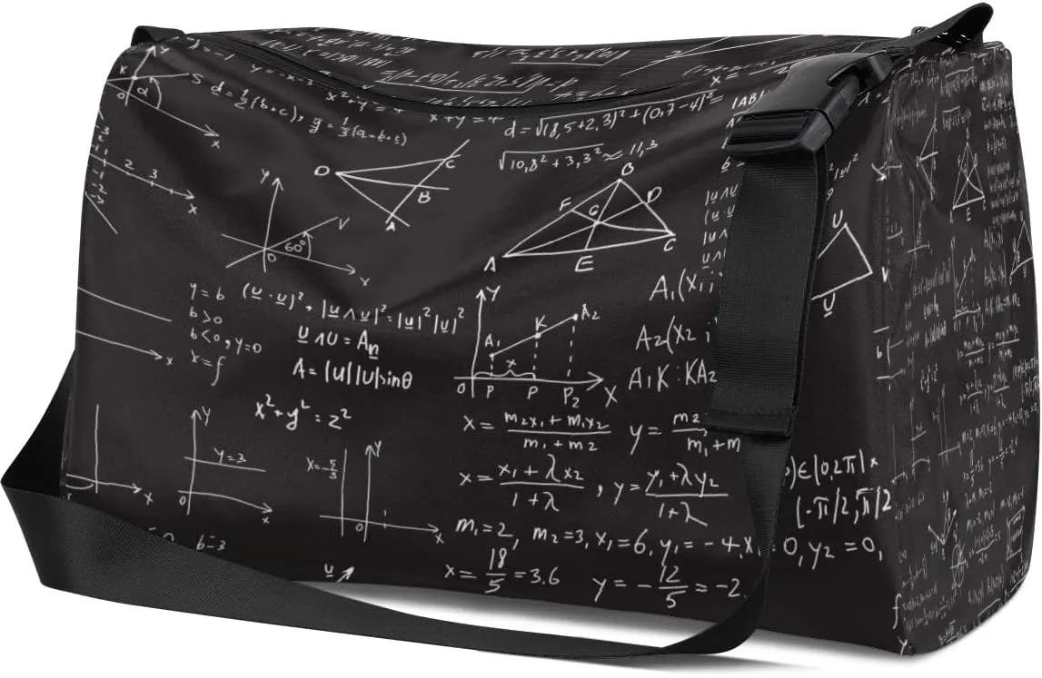 Leather Sport Gym Bag Mathematical Formula Weekender Bag for Women and Men Carry On Bag Calculation Formula Travel Duffel Bag
