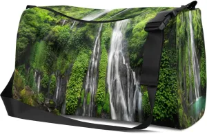 Leather Sport Gym Bag Tropical Rainforest Landscape Weekender Bag for Women and Men Carry On Bag Fall Travel Duffel Bag
