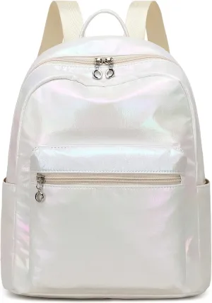 LEDAOU Mini Backpack Girls Cute Small Backpack Purse for Women Teens Kids School Travel Shoulder Purse Bag (Metallic White, 1 Pcs)
