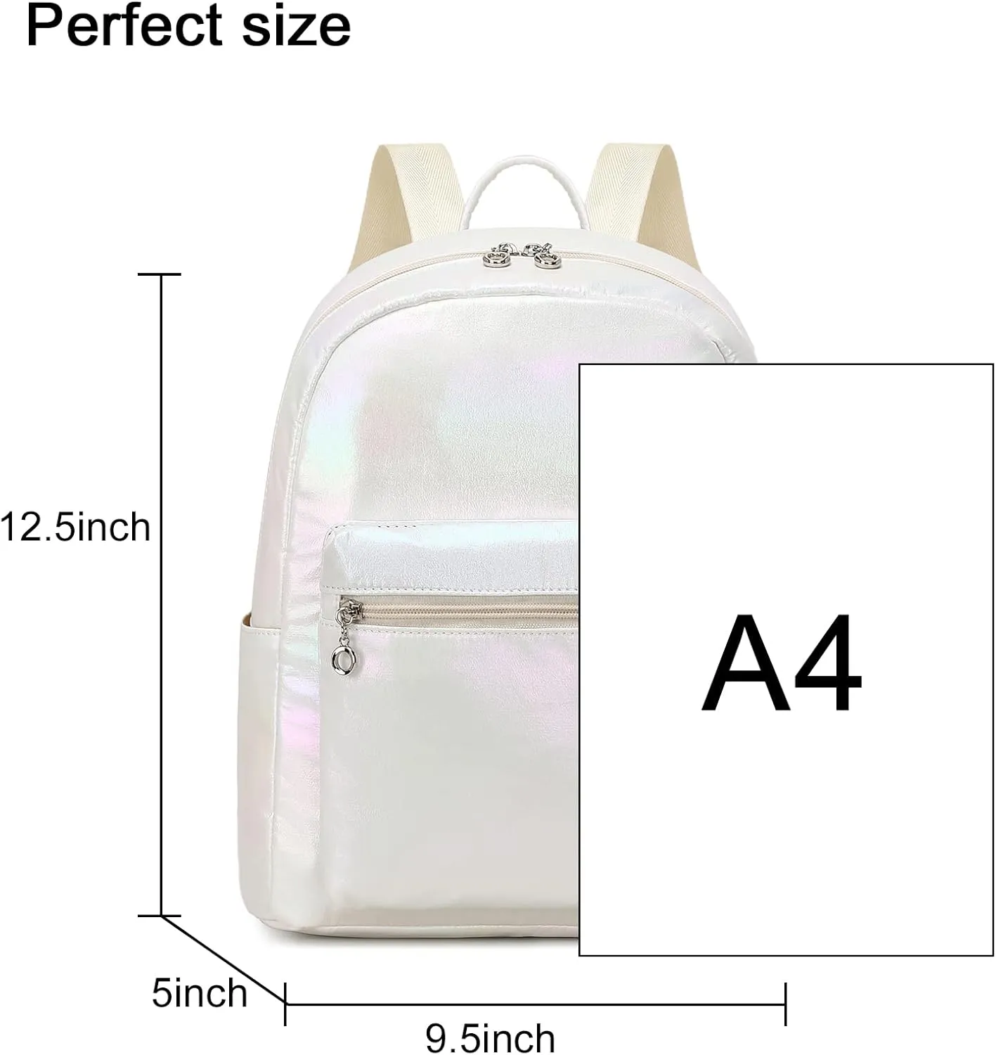 LEDAOU Mini Backpack Girls Cute Small Backpack Purse for Women Teens Kids School Travel Shoulder Purse Bag (Metallic White, 1 Pcs)
