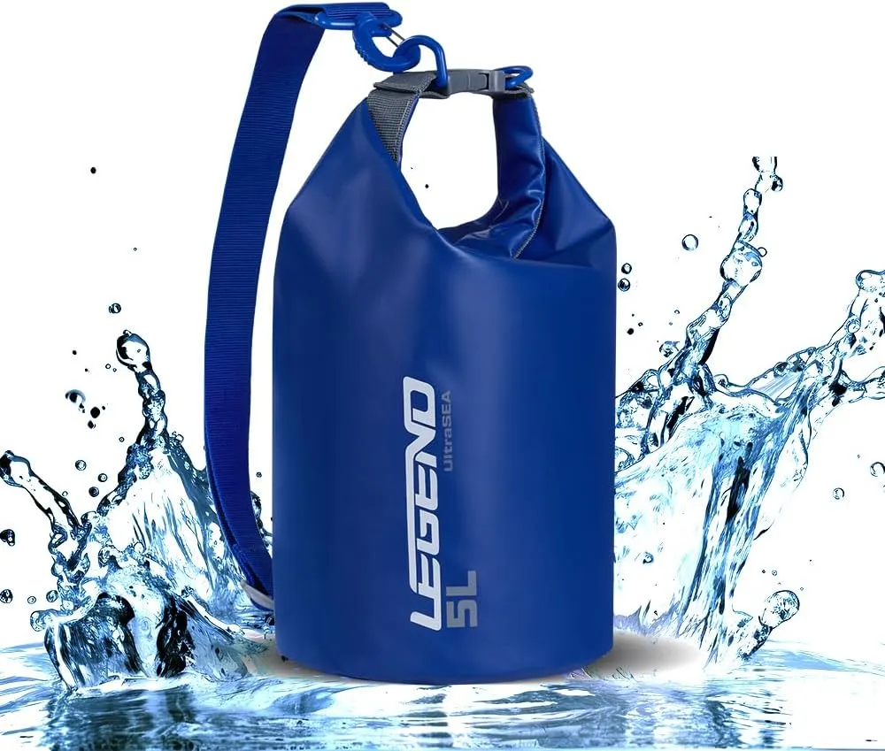 Legend UltraSEA Waterproof Dry Bag 5L/10L/20L/30L - Drybag Waterproof Bag for Kayaking, Swimming & Travel, Roll Top Floating Dry Bag, Lightweight Dry Sack for Boating, Rafting and Beach - 5L Blue