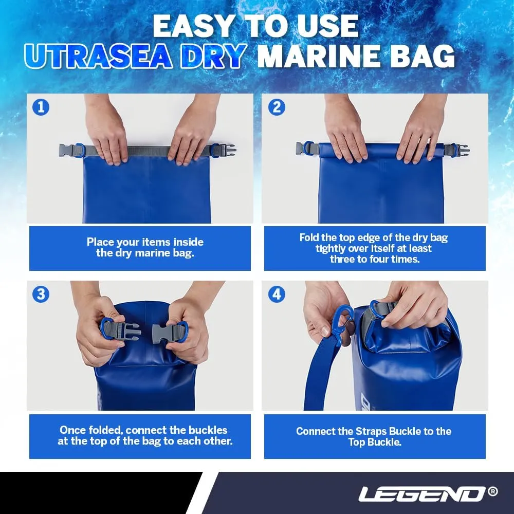 Legend UltraSEA Waterproof Dry Bag 5L/10L/20L/30L - Drybag Waterproof Bag for Kayaking, Swimming & Travel, Roll Top Floating Dry Bag, Lightweight Dry Sack for Boating, Rafting and Beach - 5L Blue