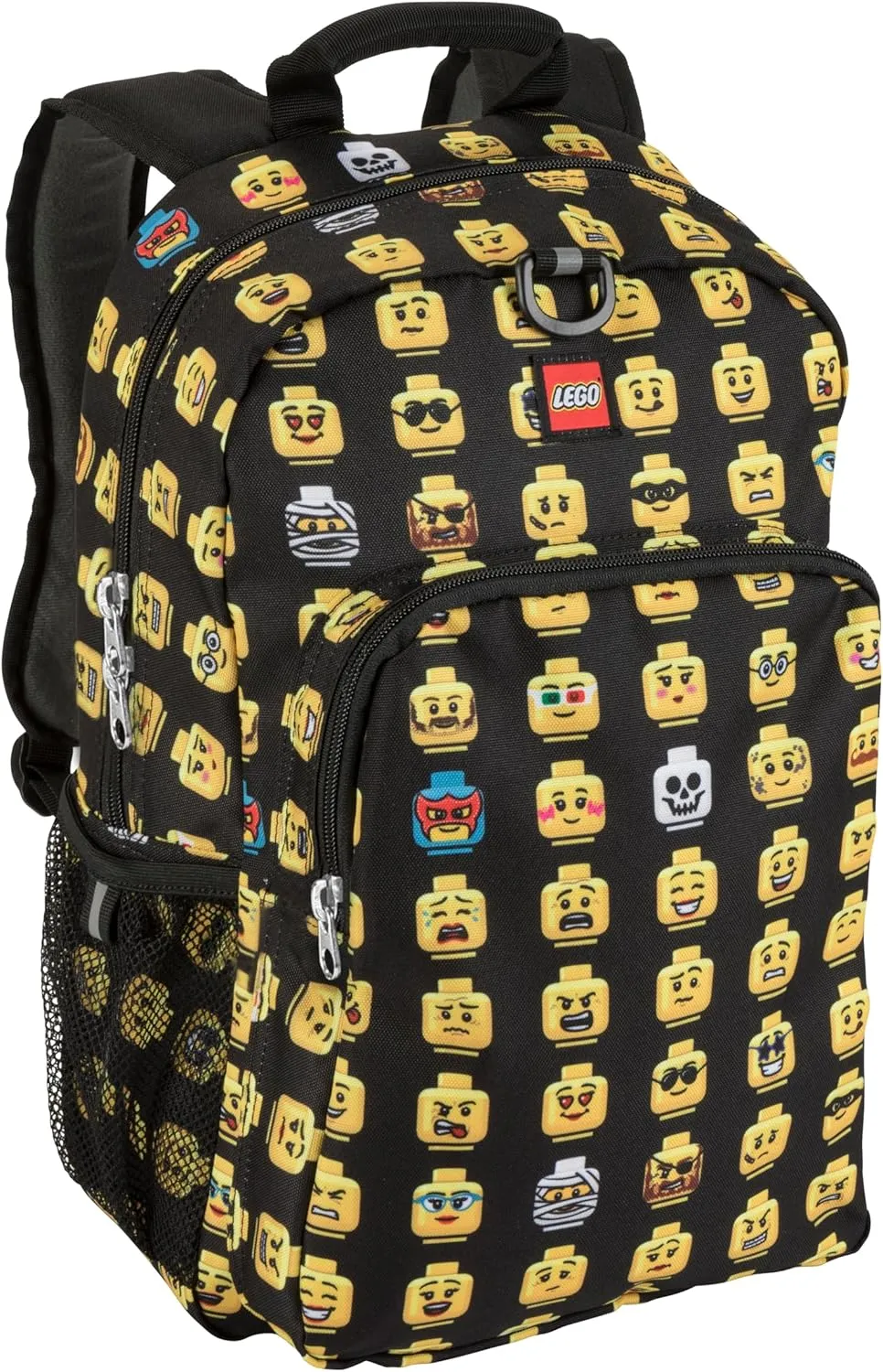 LEGO Heritage Classic Kids School Backpack Bookbag, for Travel, On-the-Go, Back to School, Boys and Girls, with Adjustable Padded Straps and Fun patterns, Minifigure