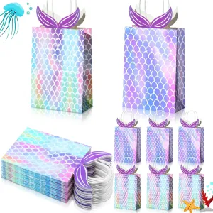 Leinuosen 32 Pcs Mermaid Party Favors Bags Birthday Decoration Mermaid Tail Goodie Gift Bag for Baby Shower Birthday