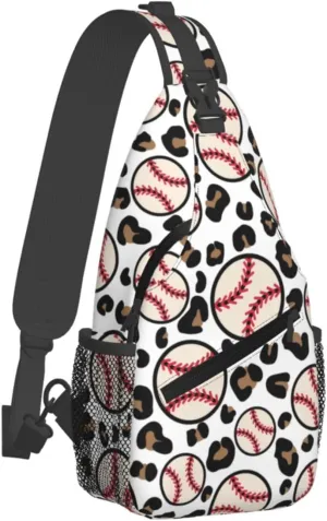 Leopard Baseball1 Chest Bags Crossbody Sling Bag Shoulder Bag Travel Hiking Daypack For Men Women