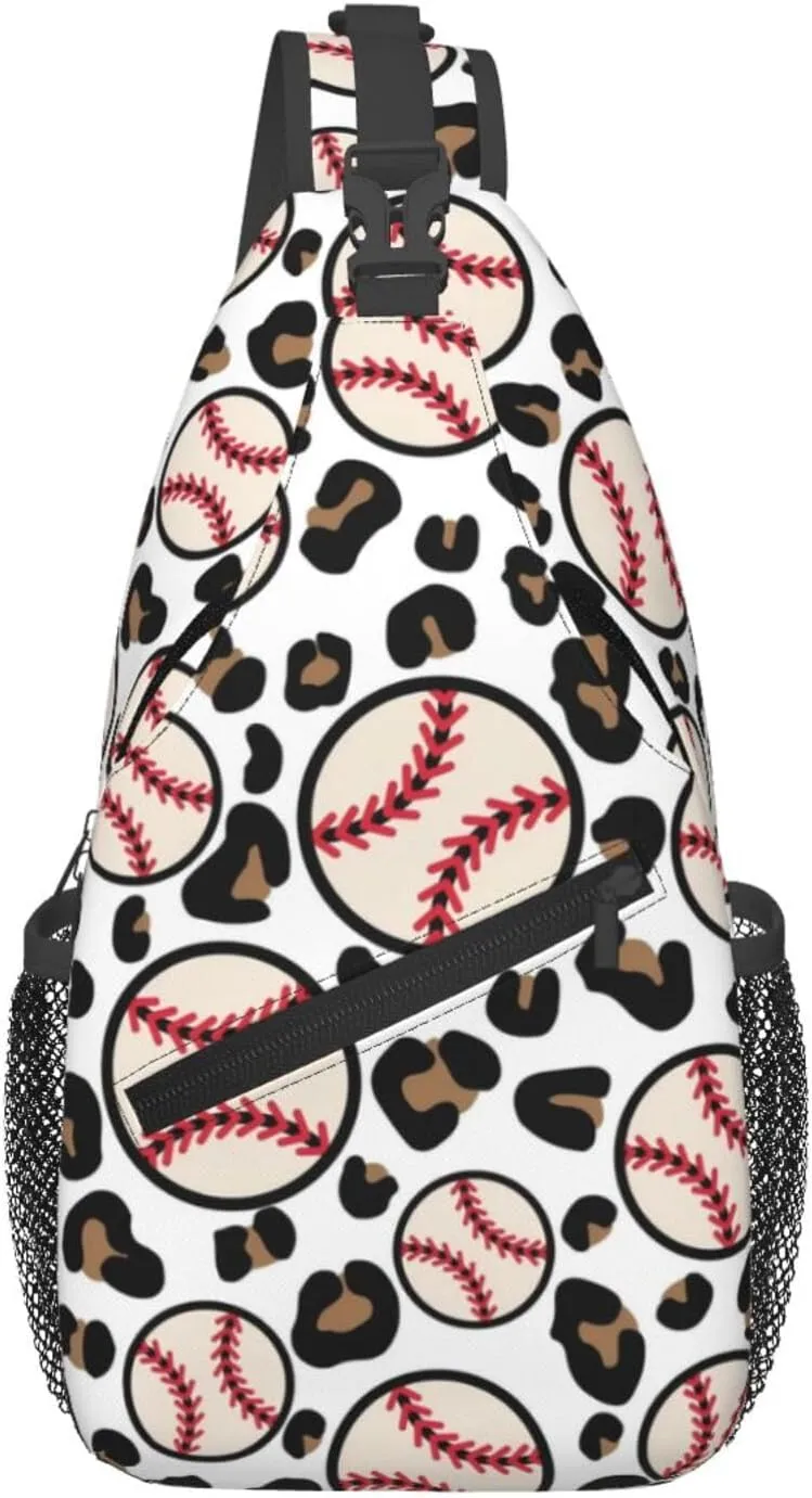 Leopard Baseball1 Chest Bags Crossbody Sling Bag Shoulder Bag Travel Hiking Daypack For Men Women