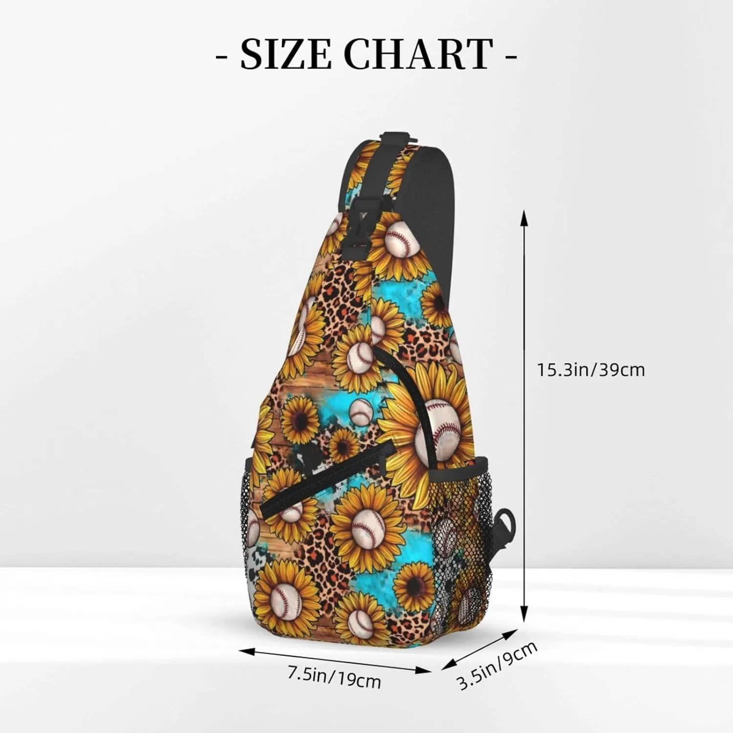 Leopard Cow Print Baseball Sunflower Chest Bags Crossbody Sling Bag Shoulder Bag Travel Hiking Daypack For Men Women