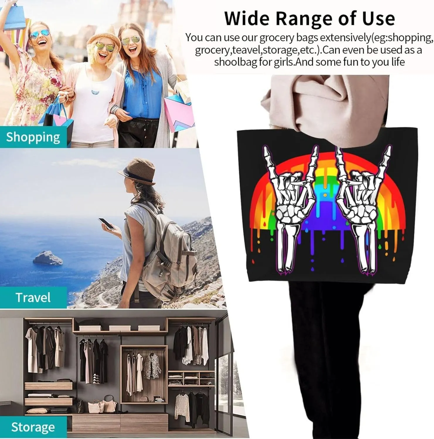 LGBT Pride Rainbow Gay pride day Women's Tote Bag Large Capacity Single Shoulder Bags Handbag for Shopping Work