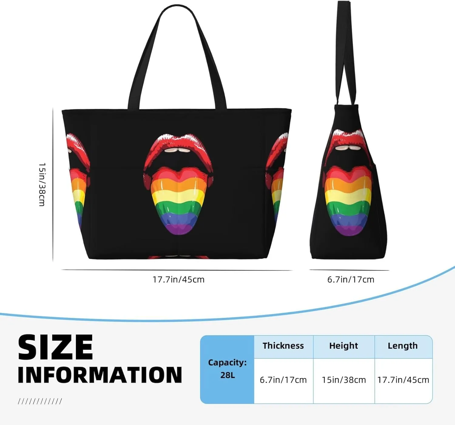LGBT Pride Rainbow Gay proud Large Capacity Travel Bag Lightweight Shopping Handbag Beach Tote Bags Work Bag