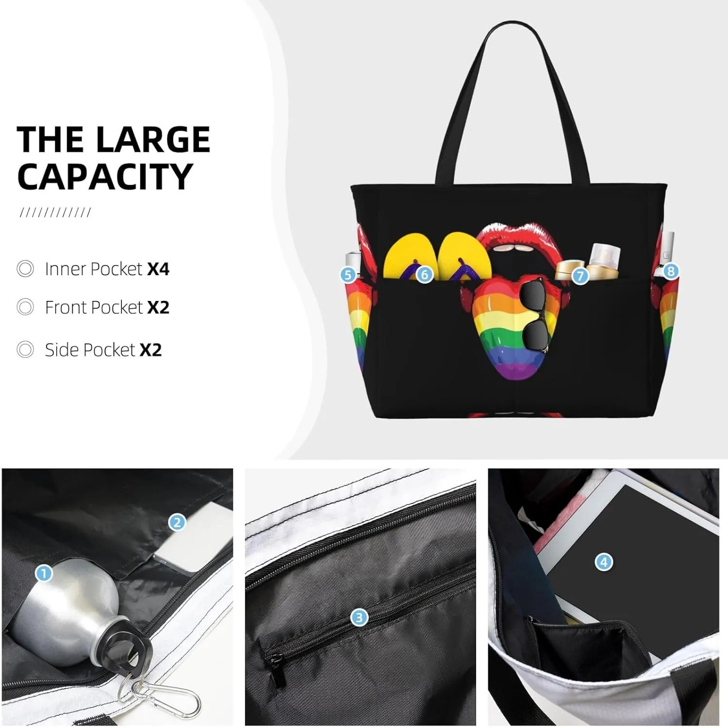 LGBT Pride Rainbow Gay proud Large Capacity Travel Bag Lightweight Shopping Handbag Beach Tote Bags Work Bag