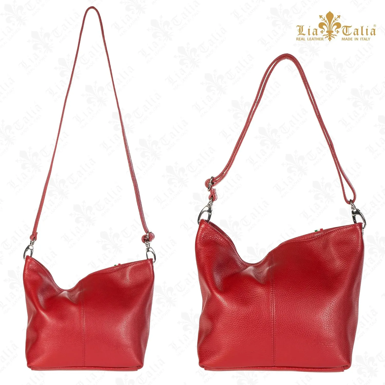 LiaTalia Womens Shoulder Bag - Soft Grained Leather - Medium Size Hobo Handbag Purse Made with 100% Italian Leather - ADAL