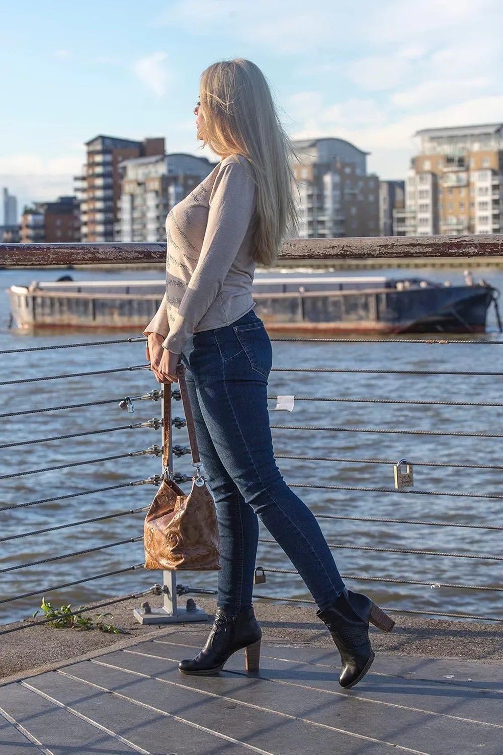 LiaTalia Womens Shoulder Bag - Soft Grained Leather - Medium Size Hobo Handbag Purse Made with 100% Italian Leather - ADAL