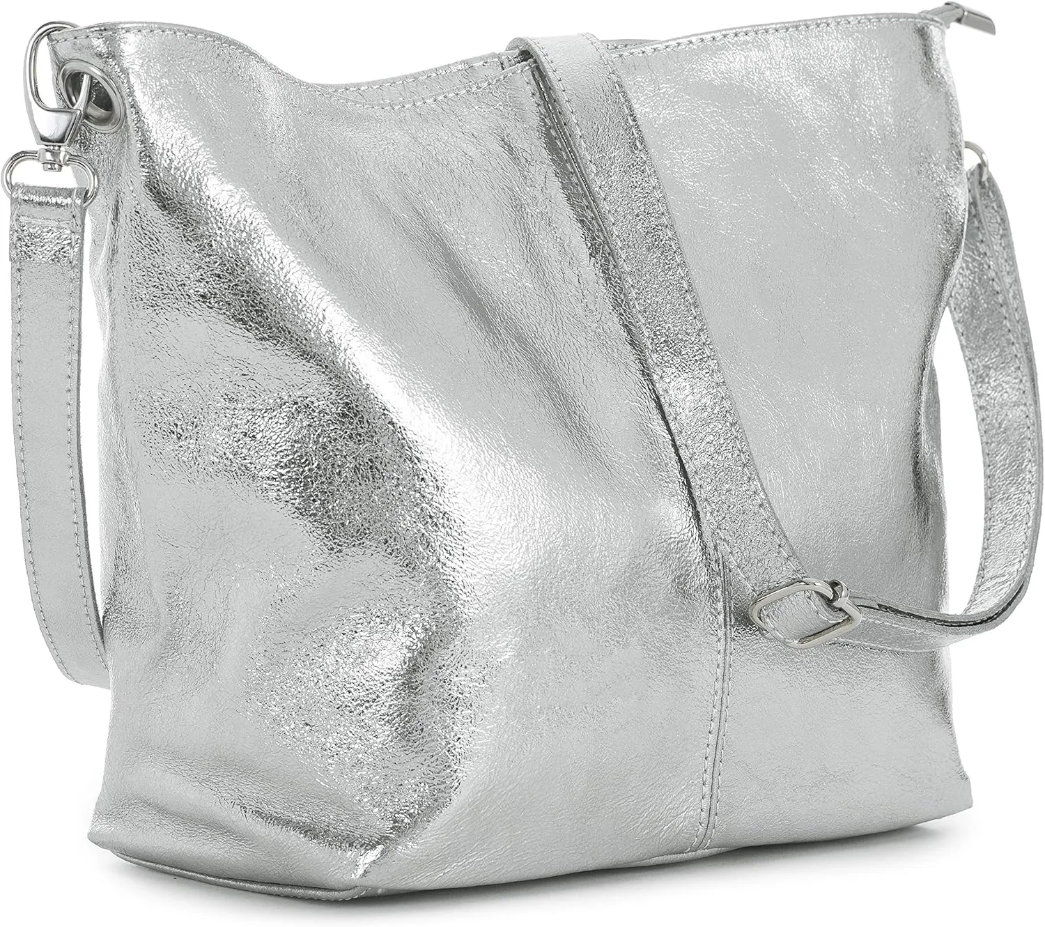LiaTalia Womens Shoulder Bag - Soft Grained Leather - Medium Size Hobo Handbag Purse Made with 100% Italian Leather - ADAL