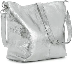 LiaTalia Womens Shoulder Bag - Soft Grained Leather - Medium Size Hobo Handbag Purse Made with 100% Italian Leather - ADAL
