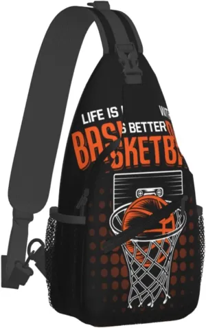 Life Is Better With Basketball Chest Bags Crossbody Sling Bag Shoulder Bag Travel Hiking Daypack For Men Women